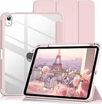Dėklas "iPad" (A16) 11 kartos 2025 / "iPad" 10 kartos su pieštuko laikikliu 10,9 colio 2022 m. modeliui, smūgiams atsparus apsauginis dėklas su permatomu kietu galiniu dangteliu - rožinis