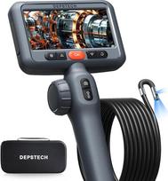 DEPSTECH Dvigubo objektyvo endoskopo kamera su šviesa, 8,5 mm endoskopo judanti galvutė, 210° pasukama apžiūros kamera, 1080P vamzdžio kamera, IP67 lankstaus kanalo kamera Endoskopo kameros automobilinis įrankis 3 m