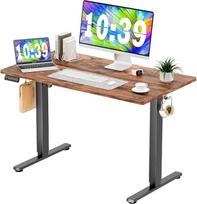 DUMOS reguliuojamo aukščio stalas, ergonomiški elektriniai rašomieji stalai, 120 x 60 cm, stovimas stalas, reguliuojamo aukščio stalas, biuro stalas, tinka biurams, namams ir kt. (rudos spalvos)