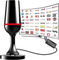 DVBT/DVBT2 antena, HDTV vidaus antena televizoriui, signalo kokybė dėl aliuminio šerdies, 420 km atstumas ir 360° priėmimas, su magnetiniu pagrindu, palaiko 4K/1080P, visi televizoriai UHF/VHF (3 m kabelis)