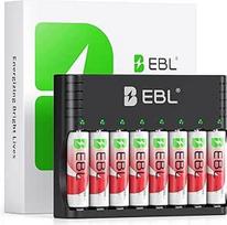 EBL įkraunamos ličio baterijos AA 8 pakuotės su įkrovikliu, 1,5 V, 3000 mWh, 1600 ciklų, ilgaamžės AA baterijos, įkraunamos ličio baterijos AA įkroviklis, skirtas ličio jonų AA/AAA baterijoms