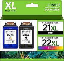 ECHALLENGE 21XL 22XL kasetės, skirtos HP 21 22 XL spausdintuvų kasetėms, suderinamos su HP PSC 1410 DeskJet D1530 D1560 D2360 D2460 F335 F380 F390 F2180 F2290, skirtos HP OfficeJet 4315 43 55 55 (pakuotė)