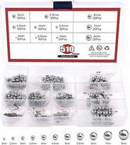 Edelstahl 304 metrinis kugeliavimo rinkinys - 510 Stück in 11 abgestuften Durchmessern (2-8mm) für Präzisionsmaschinen, Ventile, Motoren und Hardware