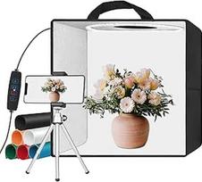 EMART fotostudijos šviesų dėžė, 30 x 30 x 30 cm fotodėžė fotografijai, fotostudijos rinkinys, 120 LED lempučių ir 6 vandeniui atsparūs fonai produktų, papuošalų ir smulkių daiktų fotografavimui