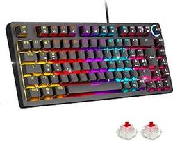 EMPIRE GAMING K248 mechaninė žaidimų klaviatūra su multimedijos ratuku garsumui ir RGB, DE QWERTZ, MX Red, USB-C kabelis, 82 klavišai, Anti-Ghosting, PC/PS4/PS5/Xbox (juoda)
