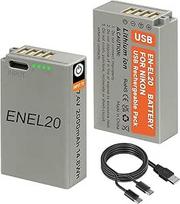 EN-EL20 EN-EL20a baterijos su šviesos diodu ir USB-C įkrovimo laidu, skirtos Nikon Coolpix P1100, P1000, Coolpix A, P950, 1 J1, 1 J2, 1 J3, 1 S1, 1 V3, DL24-500, 1 AW1 skaitmeniniams fotoaparatams, 2 vnt.