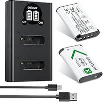 ENEGON NP-BX1 akumuliatorius (1300 mAh, 2 vnt.) ir LCD įkroviklis Tinka "Sony NP-BX1" ir "Sony ZV-1", "Cyber-Shot" DSC-RX100, DSC-RX100 II/III/M4/M5/M6/M7/Inch////VA, DSC-RX100M II, HDR-CX405