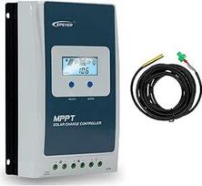 EPEVER MPPT 12V 24V saulės įkroviklio valdiklis su temperatūros jutikliu, automatinis identifikavimas, skirtas švino rūgštims LiFePO4 (Tracer3210AN + temperatūros jutiklis)