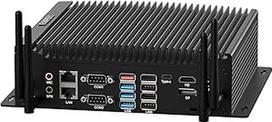 FANPEEC Pramoninis kompiuteris "Core i7-10610U", mini kompiuteris be ventiliatoriaus, 8GB RAM DDR4, 256GB SSD, 2 * LAN, 6 * RS232 COM, 4 * USB 3.0, 4 * USB 2.0, dviejų juostų "WiFi BT4.2", automatinis įjungimas, mini kompiuteris "Win 11 Pro