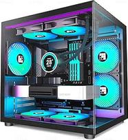 FOIFKIN F100 kompiuterio korpusas - iš anksto sumontuoti 3 ARGB ventiliatoriai, "Micro ATX" žaidimų kompiuterio korpusas, juodas