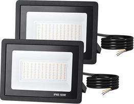 FUPE LED prožektorius lauko 50 W, 2 LED prožektorių pakuotė 6500 K, prožektorius LED lauko IP65 atsparus vandeniui, lauko prožektorius itin ryškus 5000 lm, lauko prožektorius LED lauko prožektorius kiemui