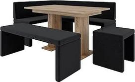 FURNISTAR AKIKO Kampinis suolas su stalu ir suolais - kampinis suolo komplektas jūsų valgomajam, virtuvei, moderniai, svetainės zonai, valgomojo kampeliui. Puikiai tinka virtuvei, biurui ir priimamajam. Tvirtas atlikimas