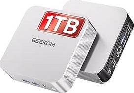 GEEKOM Mini kompiuteris A5 Pro su AMD Ryzen 5 7430U 1TB SSD | Kompaktiškas mini stalinis kompiuteris Win 11 Pro | 6 x USB | Keturių ekranų ekranas | Su SD kortelių skaitytuvu | 2,5G LAN, mini kompiuteris namų biurui
