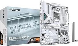 GIGABYTE B850 Eagle WIFI7 Ice pagrindinė plokštė - AMD Ryzen 9000 serijos procesoriai, skaitmeninis 8+2+2 fazių VRM, iki 8200 MHz DDR5 (O.C.), 1x PCIe 5.0 + 2x PCIe 4.0 M.2, "Wi-Fi 7", 2.5GbE LAN, USB 3.2 Gen 2