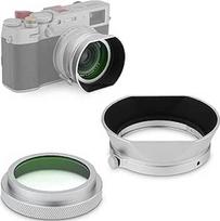 Haoge MC UV apsaugos filtras ir kvadratinis metalinis objektyvo gaubtas Fujifilm X100 serijos X100VI X100V X100F X100T fotoaparatų priedams Vandeniui atsparus HD optinio stiklo UV filtras