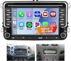 Hikity [4+64GB] Android 15 automobilinis radijas VW Golf 5 6 Passat Polo Tiguan Touran Caddy Skoda radijo stotis Belaidis CarPlay Android automobilio ekranas 7 colių automobilinis radijas Bluetooth Mirror Link navigacija GPS EQ DSP WiFi