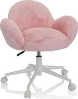 hjh OFFICE 719224 Vaikų sukamoji kėdė Faux Fur Kid Teddy Biuro kėdė reguliuojamo aukščio rožinė