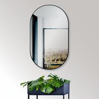 HOKO Dizainerio sieninis veidrodis Ovalus 45 x 75 cm su metaliniu rėmu Matinis juodas Aukštas ir horizontalus tvirtinimas Galimas ovalus veidrodis vonios kambariui, prieškambariui, miegamajam Dizaino veidrodis su rėmu svetainei
