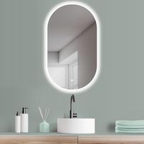 HOKO LED veidrodis ovalus 50 x 90 cm aukščio + horizontalus tvirtinimas Vonios apšviesta išorė Idealiai tinka kaip tualetinio stalo veidrodis Jutiklinis jungiklis Šviesos keitimas Šilta balta vėsi balta neutrali sidabrinė B