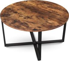 holz4home Indie kavos staliukas, apvalus svetainės staliukas, skersmuo 88 cm, pramoninės išvaizdos, rudas, senovinis arbatos staliukas, senovinis sofos staliukas, modernus staliukas, TV staliukas
