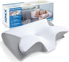 HOMCA 2-in-1 ergonominė kaklo pagalvė, atminties putų pagalvė, skirta miegantiems ant nugaros, šono ir pilvo, 60 x 40 x 12/14 cm, pilka