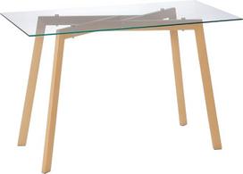 HOMCOM valgomojo stalas Stiklo virtuvės stalas 120 x 60 cm Valgomojo stalas 4 asmenims Modernus stalas su plieninėmis kojomis valgomajam, virtuvei, mažiems kambariams, skaidrus