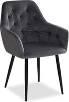 Homestyle4u 2221 Velvet Gyvenamasis kambarys kėdė Valgomasis kambarys Minkšta kėdė su porankiais Pilka juoda