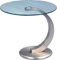 HomeTrends4You Cupido 530488 Šoninis staliukas, metalinis nerūdijančio plieno išvaizdos su skaidriu apsauginiu stiklu, dangčio skersmuo 50 cm, aukštis 46 cm