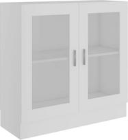 Homgoday Vitrina, knygų spinta su stiklinėmis durelėmis, laisvai pastatoma vitrina, svetainės, biuro, šoninė spinta su lentyna, balta, 82,5 x 30,5 x 80 cm, medžio medžiaga