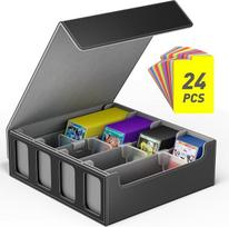 Hot Bee Deck Box Yugioh prekybos kortų dėžutė, 2400 kortų saugykla, Magic the Gathering, MTG TCG dėžutė su 4 reguliuojamais kortų skirtukais, pilka