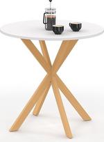 IDMarket - "Gisele" apvalus valgomojo stalas 4 asmenims Medinė "voratinklio" koja ir baltas stalviršis 80 cm