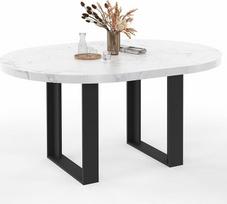 IDMarket - "Phoenix" išplečiamas apvalus valgomojo stalas 4-6 asmenims Stalviršis marmuro efekto baltas Aliaska 110-150 cm