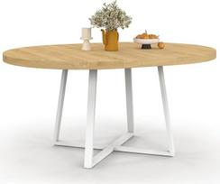 IDMarket - "Selma" išplečiamas apvalus valgomojo stalas 4-8 asmenims Mediena ir balta spalva 110-150 cm