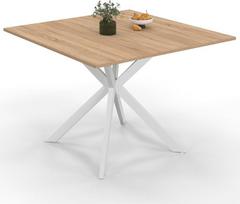 IDMarket - ALIX Kvadratinis valgomojo stalas 8 asmenims Medžio ir baltos spalvos voratinklio pagrindas 110 cm
