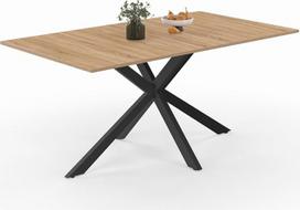 IDMarket - ALIX stačiakampio formos valgomojo stalas 8 asmenims Medžio ir juodos spalvos "Spider" pagrindas 160 cm