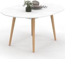 IDMarket - Stalas a Manger Ronde Angela 6-8 Personnes White pied Bois 110-150 cm