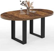 IDMarket - Stalas su staltiese, ištraukiamas Ronde Phoenix 4-6 asmenų Bois foncé Effet vielli et Noir 120-160 cm