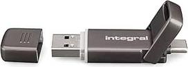 Integral USSD SlimXpress Dual USB 3.2 Gen 2x1 Flash Drive, du C ir A tipo prievadai, nešiojamasis SSD diskas, skaityti iki 550MB/s ir rašyti iki 500MB/s. Plonas, patvarus metalinis dizainas, skirtas saugoti keliaujant