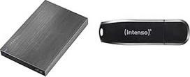 Intenso 6028680 "Memory Board" nešiojamasis kietasis diskas 2TB, nešiojamasis išorinis kietasis diskas 2TB - 2,5 colio, 5400 aps./min, USB 3 "Anthracite" ir "Speed Line" - 128GB "Memory Stick" - "USB Stick 3.2 Gen 1x1", juodas