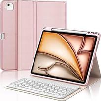 IVEOPPE dėklas su klaviatūra "iPad Air" 13 colių 2025 M3/2024 M2, vokiškas QWERTZ išdėstymas, "Bluetooth" magnetinė nuimama klaviatūra, skirta "iPad Pro 12.9" (6/5/4/3-ioji karta) 2018-2022, rožinė