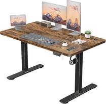 JUMMICO reguliuojamo aukščio elektrinis stalas su USB įkrovimo prievadu, reguliuojamo aukščio, ergonomiškas stovimas stalas, 120 x 60 cm, rudos spalvos