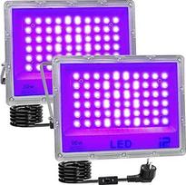 Juodos šviesos prožektorius, 50 W juoda šviesa, LED juodos šviesos lempa su kištuku, 395-400 nm, IP65 vandeniui atsparus UV prožektorius
