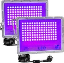 Juodos šviesos prožektorius, 100 W juoda šviesa, LED juodos šviesos lempa su kištuku, 395-405 nm, IP65 vandeniui atsparus UV prožektorius