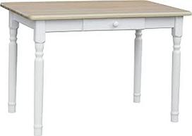 k koma Stilingas valgomojo stalas iš medžio masyvo su stalčiumi - baltas, dažytos pušies stalviršis, 60 x 60 cm, idealiai tinka virtuvei ir valgomajam