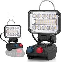 KERNOWO akumuliatorinė lempa, skirta "Makita" 18/21 V, 48 W belaidė LED darbo šviesos baterija su 40 itin ryškių LED karoliukų, LED prožektorius, nešiojama statybvietės lempa su C tipo ir USB įkrovimo funkcija (4 in Nr.