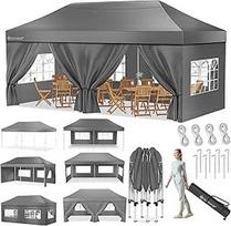 KESSER® Gazebo Sulankstoma pavėsinė 6 x 3 m pavėsinė su 6 nuimamomis šoninėmis sienelėmis Sodo palapinė Reguliuojamo aukščio ir atspari vandeniui + krepšys Ground Anchor Pop-Up Click System UV apsauga 50+ Vakarėlių palapinė Antracitas