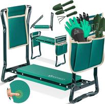 KESSER® 2-in-1 XXL sodo suolelis, paminkštinta sėdynės pagalvėlė, EVA putų pagalvėlė, sulankstoma sodo taburetė, 2 x įrankių krepšys, pirštinės, sodo kastuvėlis ir grėblys, sodo suolelis 60 x 50 x 27 cm, iki 150 kg