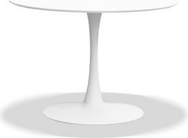 KHG valgomojo stalas, virtuvės stalas, apvalus, 110 cm skersmens, baltas lakuotas, skirtas 6 žmonėms, 75 cm aukščio, stalas svetainei, virtuvei, biurui, minimalistinio dizaino