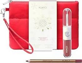 KIKO Milano Snow-Kissed Holiday My Perfect Combo Lips Gift Set-02, lūpų makiažo dovanų rinkinys: neribotas dvigubas prisilietimas ir lūpų pieštukas