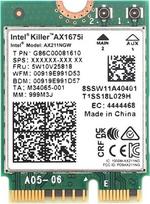 Killer Series for Intel AX1675i WiFi 6E Gaming Adapter Upgrade | CNVio2 M.2 WiFi Card | 2,4Gbps WiFi for PCs | Bluetooth 5.3 Supported | Designed for Intel 11th Gen and Later CPUs